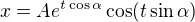 $x=Ae^{t\cos\alpha}\cos(t\sin\alpha)$