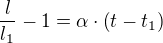 kopírovat do textarea $\frac{l}{l_1}-1=\alpha \cdot \(t-t_1\)$