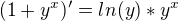 $(1+y^x)'=ln(y)*y^x$