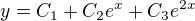 $y=C_1+C_2e^x+C_3e^{2x}$