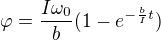 $\varphi=\frac{I\omega_0}b(1-e^{-\frac bI t})$