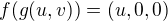 $f(g(u,v)) = (u, 0, 0)$