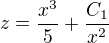 $z = \frac{x^3}{5}+\frac{C_1}{x^2}$