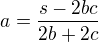 kopírovat do textarea $a=\frac{s-2bc}{2b+2c}$