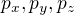 $p_x,p_y,p_z$