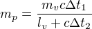 kopírovat do textarea $m_p = \frac{m_vc\Delta t_1}{l_v+c\Delta t_2}$