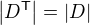 $\left|D^{\mathsf T}\right|=|D|$
