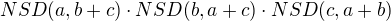 $NSD(a,b+c)\cdot NSD(b,a+c)\cdot NSD(c,a+b)$