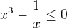 kopírovat do textarea $x^3-\frac{1}{x}\le0$