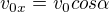 $v_{0x}={{v_0}{cos \alpha}}$