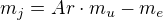 $m_{j}=Ar \cdot m_{u} - m_{e}$