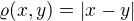 $\varrho (x,y) = |x-y|$