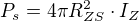 $P_s=4\pi R_{ZS}^2\cdot I_Z$