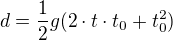 kopírovat do textarea $d=\frac12g(2\cdot t\cdot t_0+t_0^2)$