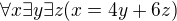 kopírovat do textarea $\forall x \exists y \exists z (x = 4y + 6z)$