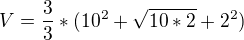 kopírovat do textarea $V = \frac{3}{3}*(10^{2} + \sqrt{10*2} + 2^{2})$