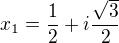kopírovat do textarea $x_{1}=\frac{1}{2}+i\frac{\sqrt{3}}{2}$