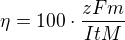 $\eta =100\cdot \frac{zFm}{ItM}$