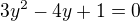 kopírovat do textarea $3y^2-4y+1=0$