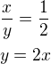 $\frac xy=\frac 12\nly=2x$