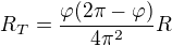 $R_T=\frac{\varphi(2\pi-\varphi)}{4\pi^2}R$