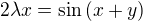 kopírovat do textarea $2\lambda x=\sin{(x+y)}$