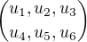 ${u_1, u_2, u_3} \choose {u_4, u_5, u_6}$