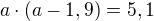 $a\cdot (a-1,9)=5,1$