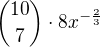 ${10\choose 7}\cdot 8x^{-\frac 23}$