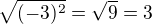 $\sqrt{(-3)^2}=\sqrt9=3$