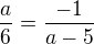 kopírovat do textarea $\frac{a}{6}=\frac{-1}{a-5}$