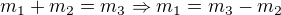kopírovat do textarea $m_{1}+m_{2}=m_{3} \Rightarrow m_{1}=m_{3}-m_{2}$