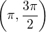 $\left(\pi, \frac{3\pi}{2}\right)$