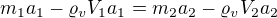 $m_1a_1 - \varrho_v V_1a_1 = m_2 a_2 - \varrho_v V_2 a_2$