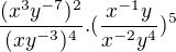 kopírovat do textarea $\frac{(x^{3}y^{-7})^{2}}{(xy^{-3})^{4}}.(\frac{x^{-1}y}{x^{-2}y^{4}})^{5}$