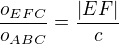 kopírovat do textarea $\frac{o_{EFC}}{o_{ABC}}=\frac{|EF|}c$