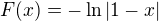 $F{\left(x\right)}=-\ln{\left|1-x\right|}$