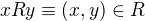 $xRy \equiv (x,y)\in R$