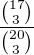 $\frac{{17\choose 3}}{{20\choose 3}}$
