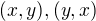 $(x,y),(y,x)$