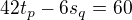 $42t_{p}-6s_{q}=60$