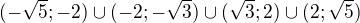 $(-\sqrt{5};-2)\cup (-2;-\sqrt{3})\cup (\sqrt{3};2)\cup (2;\sqrt{5})$