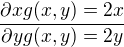 kopírovat do textarea $\frac{\partial x g(x,y) = 2x }{\partial yg(x,y) = 2y}$