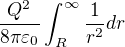 kopírovat do textarea $\frac{Q^{2}}{8\pi \varepsilon _{0}}\int_{R}^{\infty }\frac{1}{r^{2}}dr$