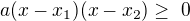 $a(x-x_{1})(x-x_{2})\ge� 0$