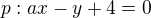 kopírovat do textarea $p:ax-y+4=0$