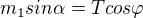 $m_{1}sin\alpha =Tcos\varphi $