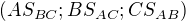 $(AS_{BC}; BS_{AC}; CS_{AB})$