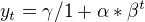 $y_{t}=\gamma /1+\alpha * \beta^{t}$