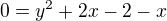 $0=y^{2}+2x-2-x$